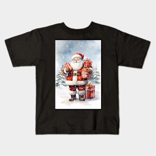 Happy Santa Claus Father Christmas with Gifts Kids T-Shirt